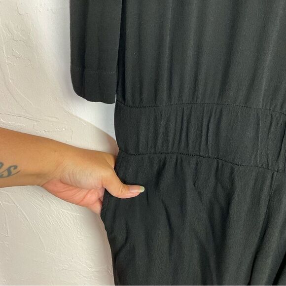 Monrow Black Cutout Shoulder Long Sleeve Jumpsuit Small - Picture 4 of 9